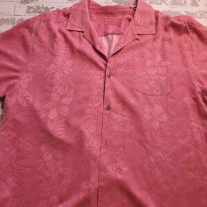 2245 Tommy Bahama 100% Silk Pink SS‎ Button Down Men's Size 2XL